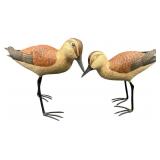 2 Ted Hanks Pair of Carved Wood Shorebirds