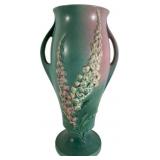Roseville Foxglove Green and Pink Matte Vase