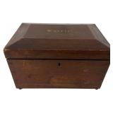19th-Century Mahogany Jewelry Box Inscribed Carrie
