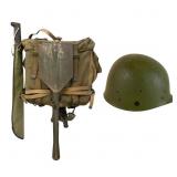 M1945 Field Pack w/ Acc. & USGI Helmet Liner