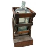 Antique Glass Demijohn in Wooden Tilter Cradle