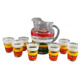 Mid-Century Modern Striped Glass Beverage Set