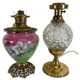 Two Brass and Glass Table Lamp Bases