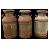 3 Buhl-Detroit Galvanized Steel Milk Cans