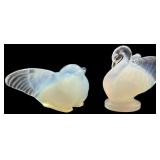 Pair of Sabino France Opalescent Glass Birds