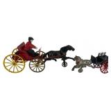 2 Vintage Cast Iron Horse-Drawn Toys