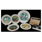An Assortment of Decorative Plates and Glass Chips