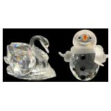 Swarovski Crystal Snowman and Swan Figurines