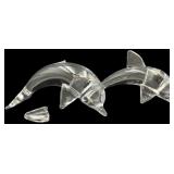 Pair of Steuben Crystal Dolphin Figurines