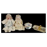 Group of Vintage Bisque Dolls and Tableware
