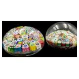 Two Murano Millefiori Glass Paperweights