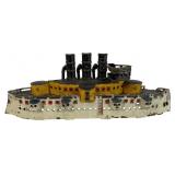 Antique Dent Cast Iron Battleship Toy