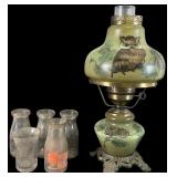 Hedco Owl Parlor Lamp with Assorted Glassware