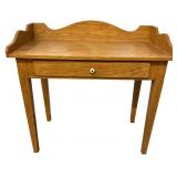 Oak Side Table, Scalloped Gallery, Tapered Legs