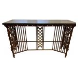 Industrial Canted Iron and Marble Console Table