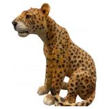 Seated Leopard Sculpture, 28-Inch Plastic Statue