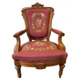 Victorian Needlepoint Floral Armchair, c. 1900