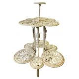 Victorian Cast Iron 9-Plate 3-Tier Plant Stand 44"
