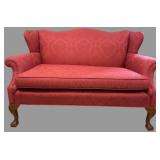 Chippendale Style Damask Wingback Settee