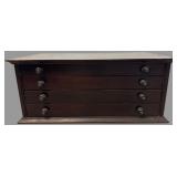 Antique Four Drawer Stained Wood Spool Cabinet