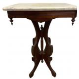 Eastlake Victorian Walnut Marble Top Parlor Table