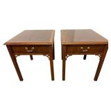 Thomasville Chippendale Mahogany Side Tables Pair