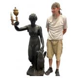Neoclassical Figure and Eagle Floor Lamp, 61" tal