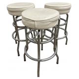 Erie Seating Co., Mid-Century White Stools, Trio