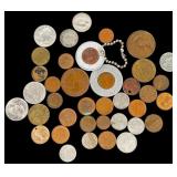 Multiple Foreign Coins And Tokens
