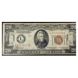 1 1934A L $20 Hawaii Overprint Note