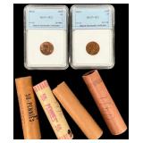 2 Graded & Bank Rolled Lincoln Red & Other Cents