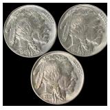 3 1929 & 1935 Buffalo Nickels