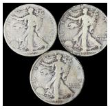 Three Silver 1927-S 1935-D 1936 Half Dollars