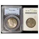 A Pair of Franklin Half Dollars 1948-D and 1951