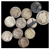 11 Silver 1909-1951 US Barber And Mercury Dimes An
