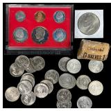 A Collection of US Proof Set and Loose Dollars and