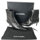 Vintage Chanel Black Kid Leather Ankle Boots