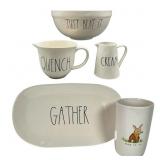 Three Ray Dunn Glazed Kitchen Items