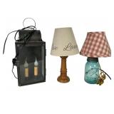 Trio of Rustic Farmhouse Style Accent Lamps