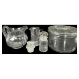 Assortment of Clear Glass Pitchers and Jars, Heise