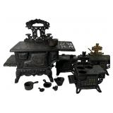 Crescent and Queen Cast Iron Toy Stoves