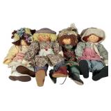 Group of Gretchen Wilson Little Souls Fabric Dolls