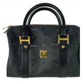 Vintage MCM Black Monogram Boston Bag