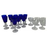 Set of Heisey Cobalt and Etched Crystal Stemware
