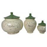 Trio of Vintage Italian Ceramic Kitchen Canisters