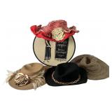 A Collection of Vintage Ladies Hats and Box
