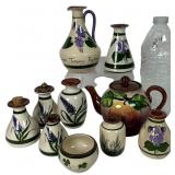 Ten English Torquay Motto Ware Pottery Items