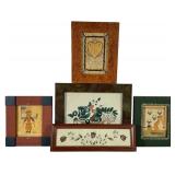 Assortment of 5 Signed Homespun Folk Art Paintings