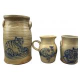 Three Eldreth Pottery Salt-Glazed Cat Stoneware