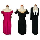 Three Vintage Designer Evening Dresses